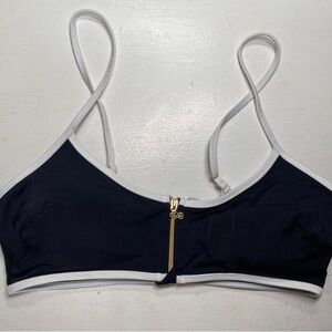 Victoria’s Secret Women's Black and White Zip-Front bikini top